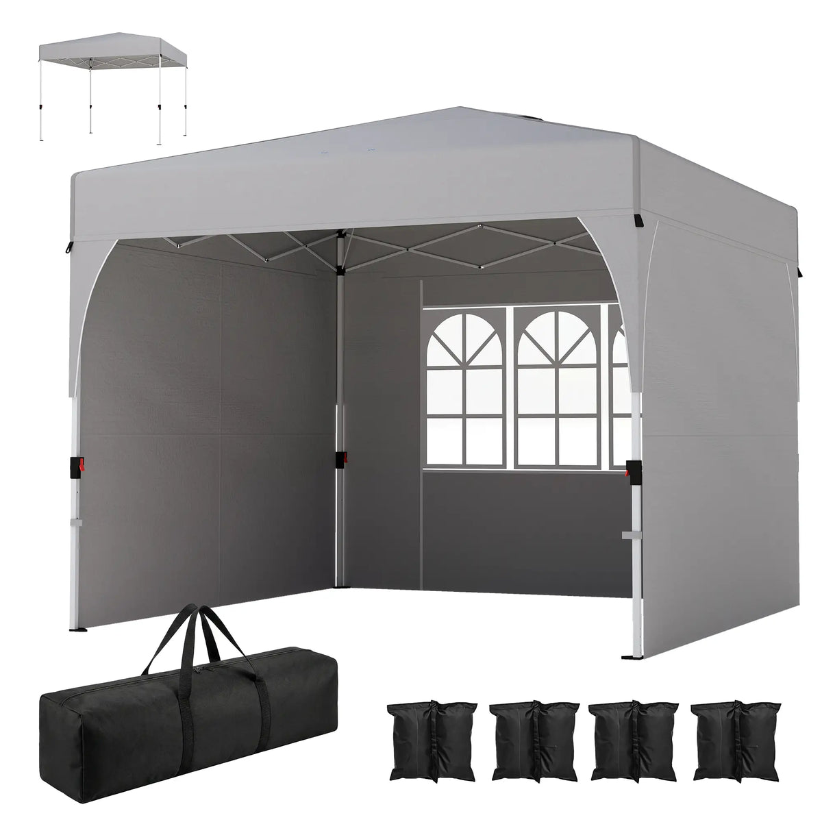 9.6 x 9.6 ft Pop Up Canopy Tent, 3 Sidewalls, UPF 50+, Light Grey Pop Up Canopies Light Grey, White at Gallery Canada