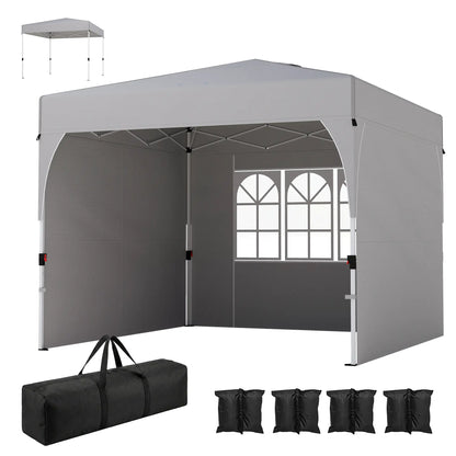 9.6 x 9.6 ft Pop Up Canopy Tent, 3 Sidewalls, UPF 50+, Light Grey Pop Up Canopies Light Grey, White at Gallery Canada