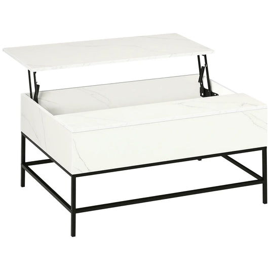 Lift Top Coffee Table, Hidden Storage, Living Room, White Coffee Tables White Marble, Black at Gallery Canada