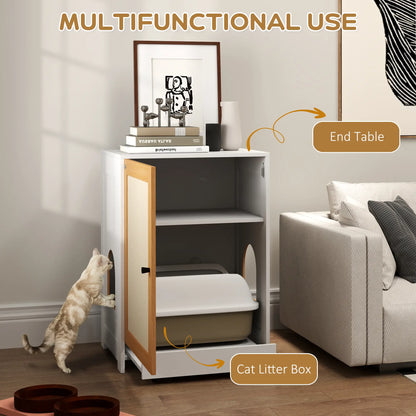 Hidden Cat Litter Box Enclosure, Pull-Out Tray, Storage Cabinet, Scratching Mat, Oak Cat Litter Box Enclosures at Gallery Canada