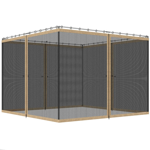 Gazebo Mosquito Netting, 12' x 12', Zipper Screen Walls, Black, Khaki