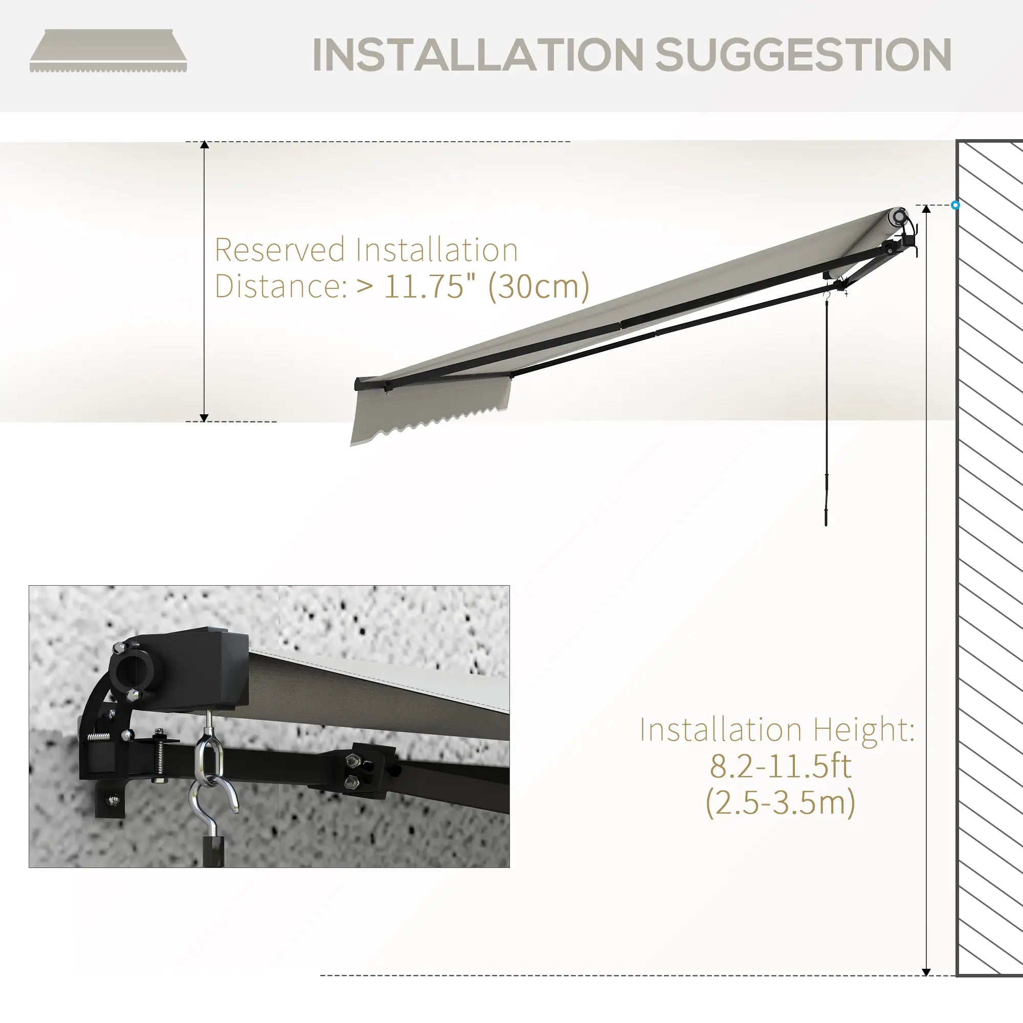 13' x 10' Retractable Awning, UV Resistant Sunshade, Light Grey Window Awnings at Gallery Canada