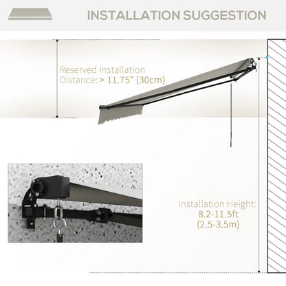 13' x 10' Retractable Awning, UV Resistant Sunshade, Light Grey Window Awnings at Gallery Canada
