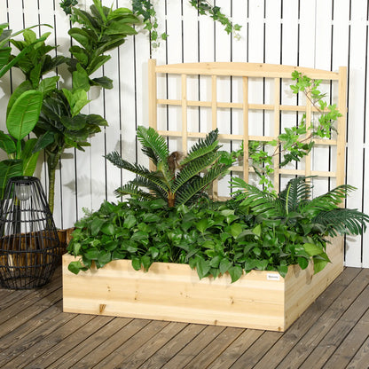 Wood Planter Box with Trellis, Raised Garden Bed, 43x46x47, Natural Wooden Planter Boxes at Gallery Canada