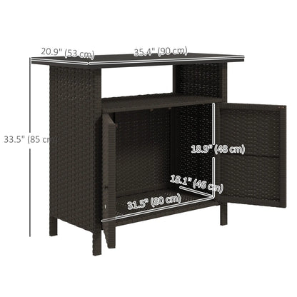 Wicker Outdoor Storage Cabinet, Two Doors With Shelf, Dark Coffee Patio Storage Boxes at Gallery Canada