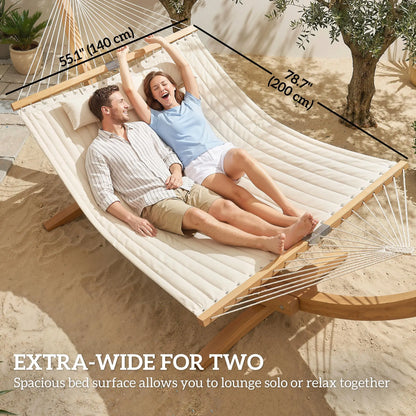 Outdoor Padded Camping Hammock With Pillow, 200 x 140 cm, Cream White Camping Hammocks at Gallery Canada