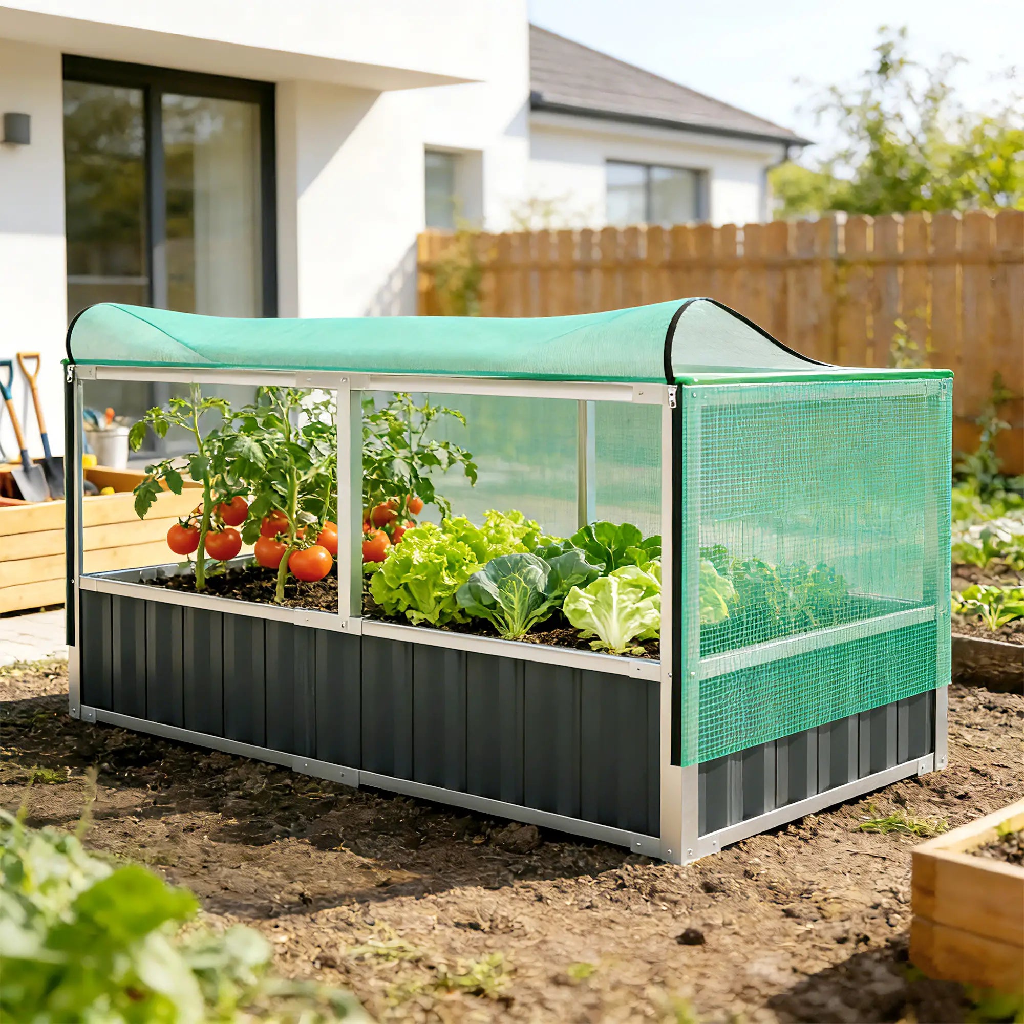 Steel Raised Garden Bed, 5.7 x 3 x 2.3ft, With Cover And Gloves, Dark Grey Galvanized Planter Boxes at Gallery Canada