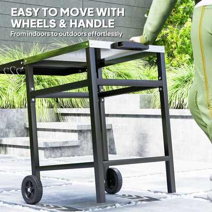 Outdoor Grill Cart With Stainless Steel Top, Foldable Side Table, Black Outdoor Grill Carts at Gallery Canada