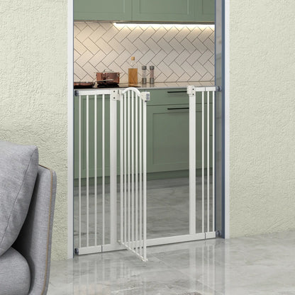 Extra Tall Dog Gate with Door, Pressure Fit, Auto Close, 29-39 Inches, White Houses, Kennels & Pens at Gallery Canada