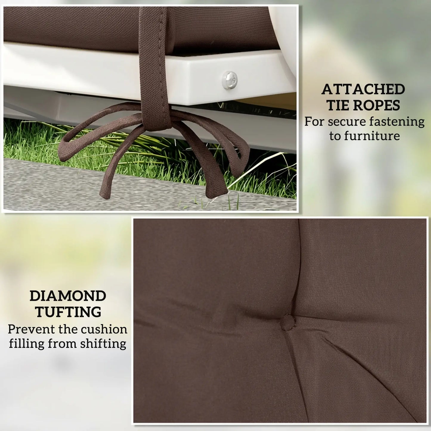Garden Bench Cushion With Backrest, Non-Slip 2 Seater, Coffee Patio Chair Cushions at Gallery Canada