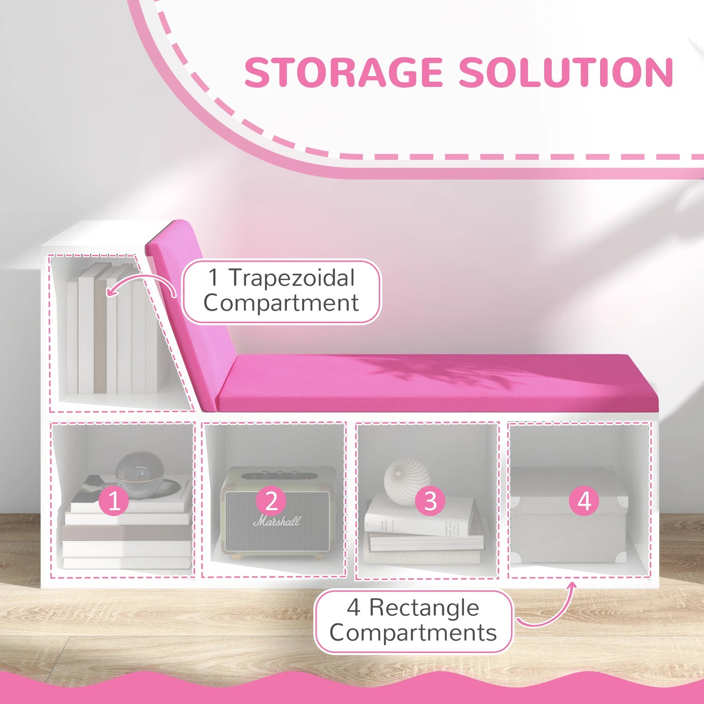 5-Cube Bookshelf with Cushioned Nook, Storage Shelves, Pink Bookshelves & Bookcases at Gallery Canada