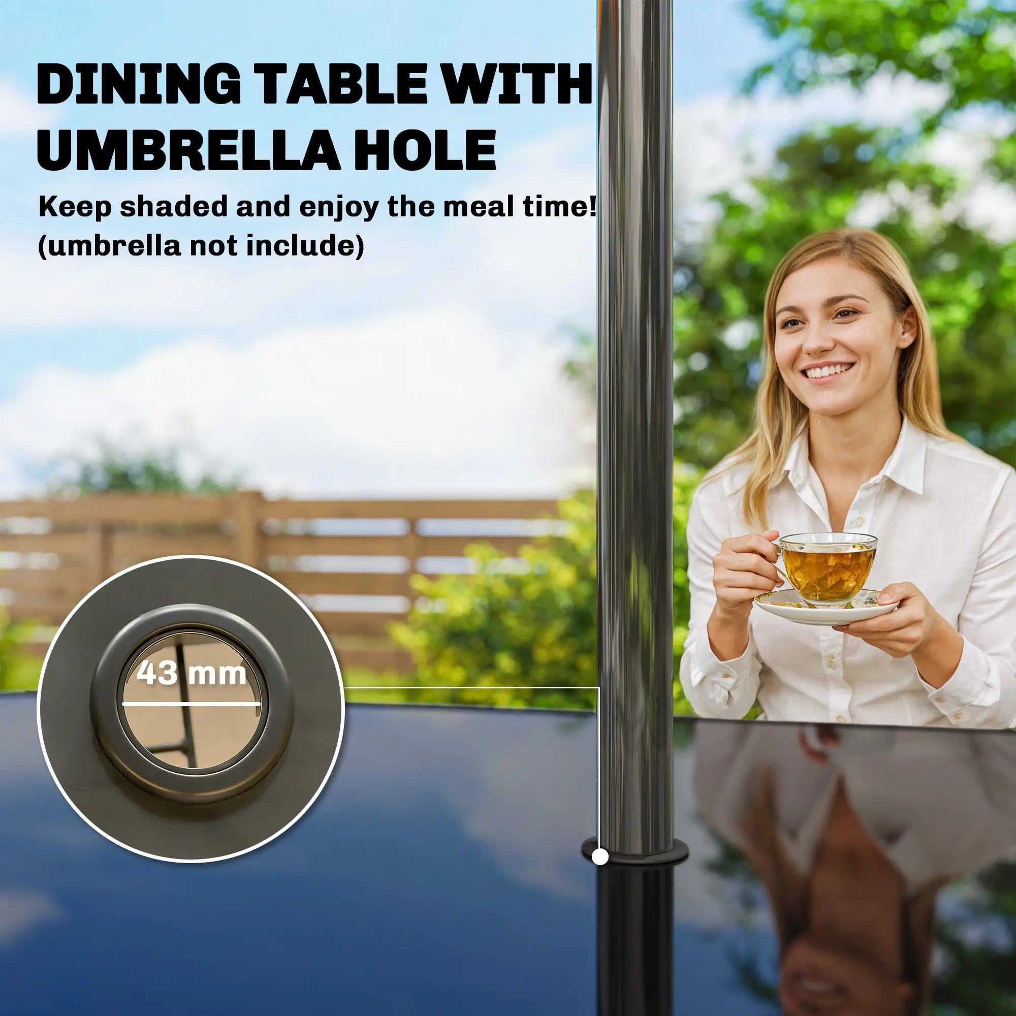 Outdoor Dining Table For 6, Metal Patio Table With Tempered Glass Top Patio Dining Tables at Gallery Canada