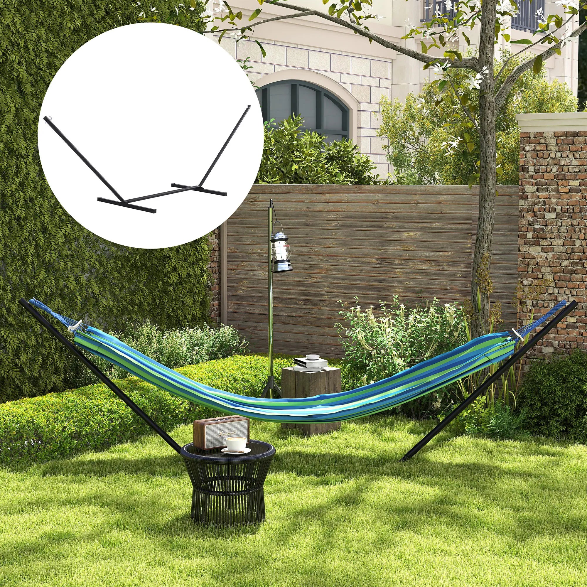 11.8'L Heavy Duty Hammock Stand, Straight Pole, Outdoor Use, Black Hammock Stands at Gallery Canada