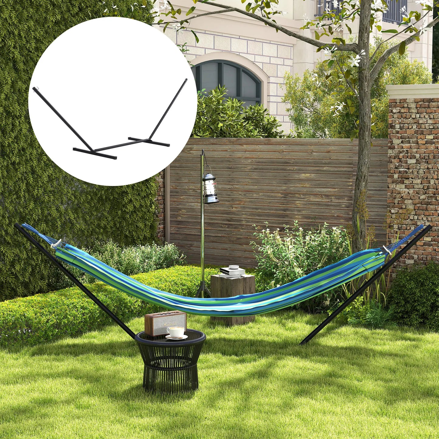 11.8'L Heavy Duty Hammock Stand, Straight Pole, Outdoor Use, Black Hammock Stands at Gallery Canada