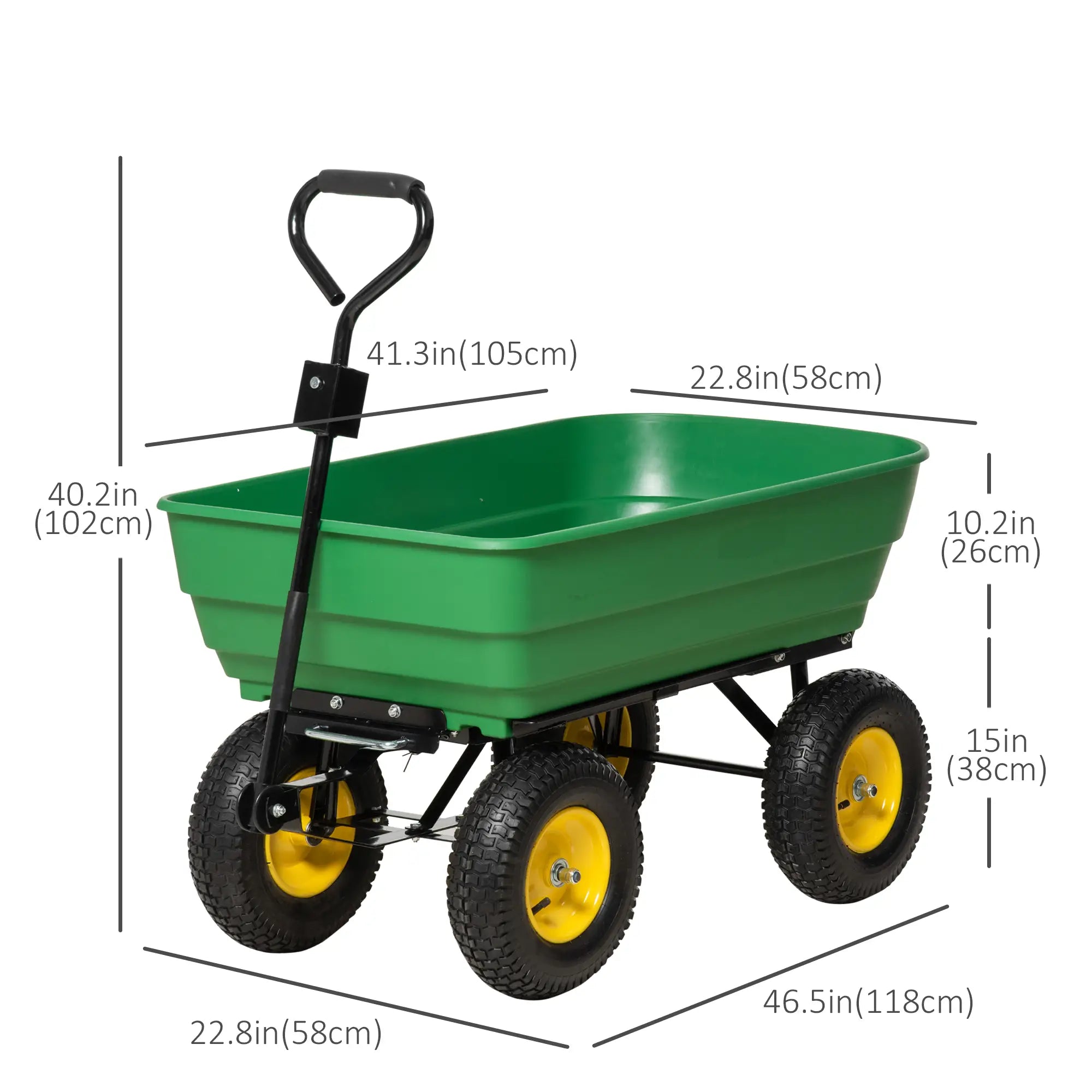 Heavy Duty Garden Dump Cart, 440lbs, Steel Frame, 12