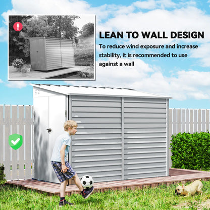 4.6' x 9' Steel Outdoor Storage Shed, Lean To Metal Tool House, White Sheds at Gallery Canada