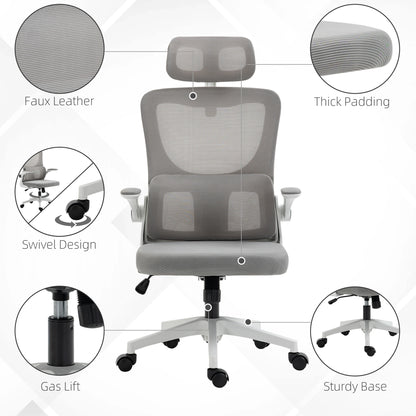 Ergonomic Office Chair, Auto-Adaptive Lumbar Support, Adjustable Headrest, Grey Executive & Manager Chairs at Gallery Canada