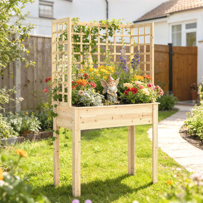 Wooden Raised Garden Bed With 3 Trellises, Planter With Drainage Holes Elevated Garden Beds at Gallery Canada