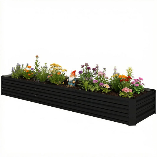 8'x2'x1' Galvanized Raised Bed, Elevated Planter Box, Black Galvanized Planter Boxes Black at Gallery Canada
