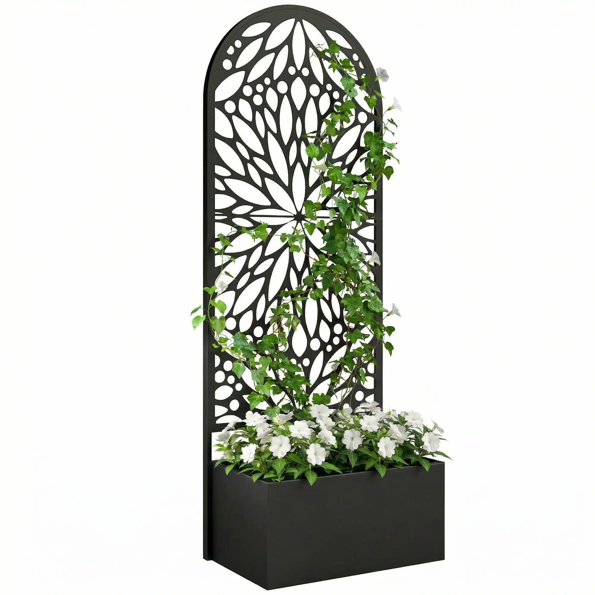 Metal Raised Garden Bed with Trellis, Freestanding Flower Bed Galvanized Planter Boxes at Gallery Canada