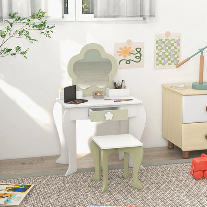 Kids Makeup Vanity Set with Stool, Mirror, Drawer, Storage Boxes, White Toy Vanity at Gallery Canada