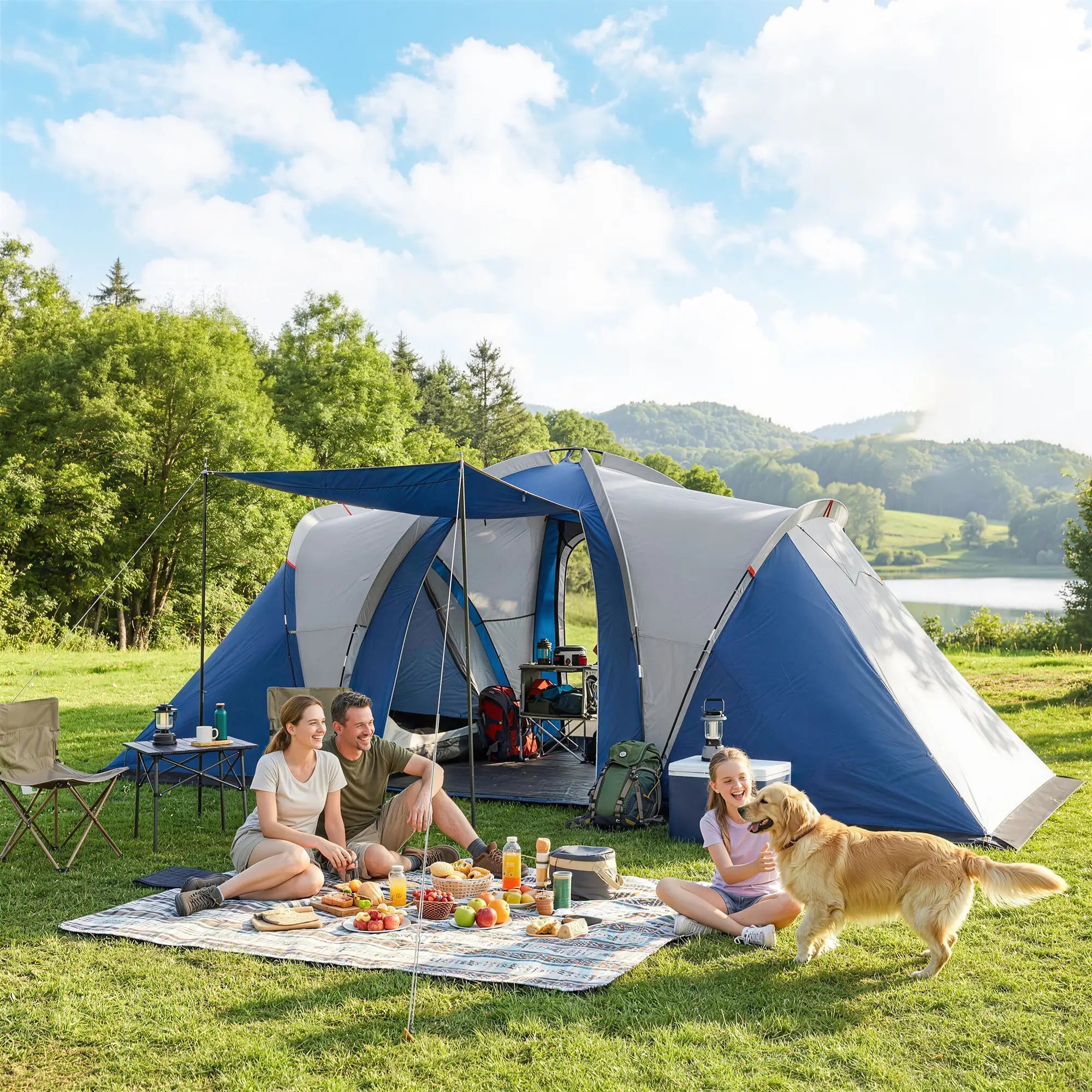 Multi-Room Camping Tent, 8-12 Person, 3000mm Waterproof Rainfly, Screen Panels Camping Tents at Gallery Canada