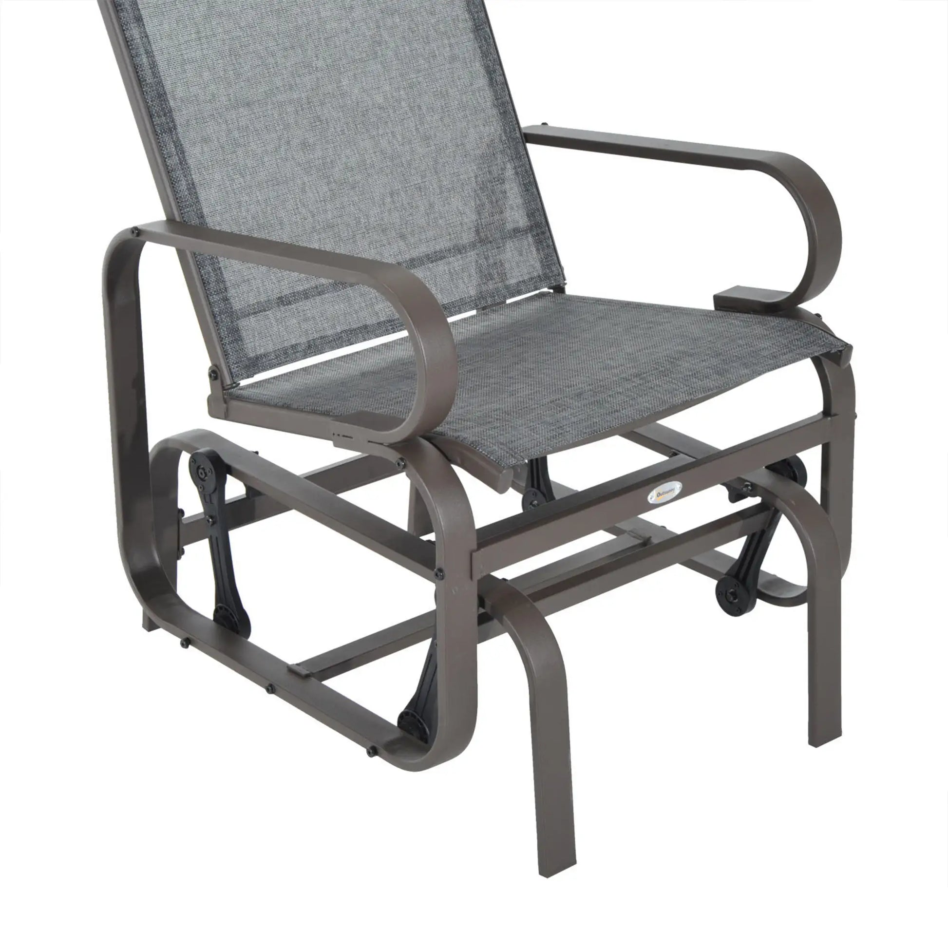 Patio Glider with Breathable Mesh, Outdoor Rocking Chair, Brown Grey Outdoor Gliders at Gallery Canada