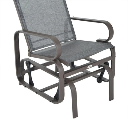 Patio Glider with Breathable Mesh, Outdoor Rocking Chair, Brown Grey Outdoor Gliders at Gallery Canada