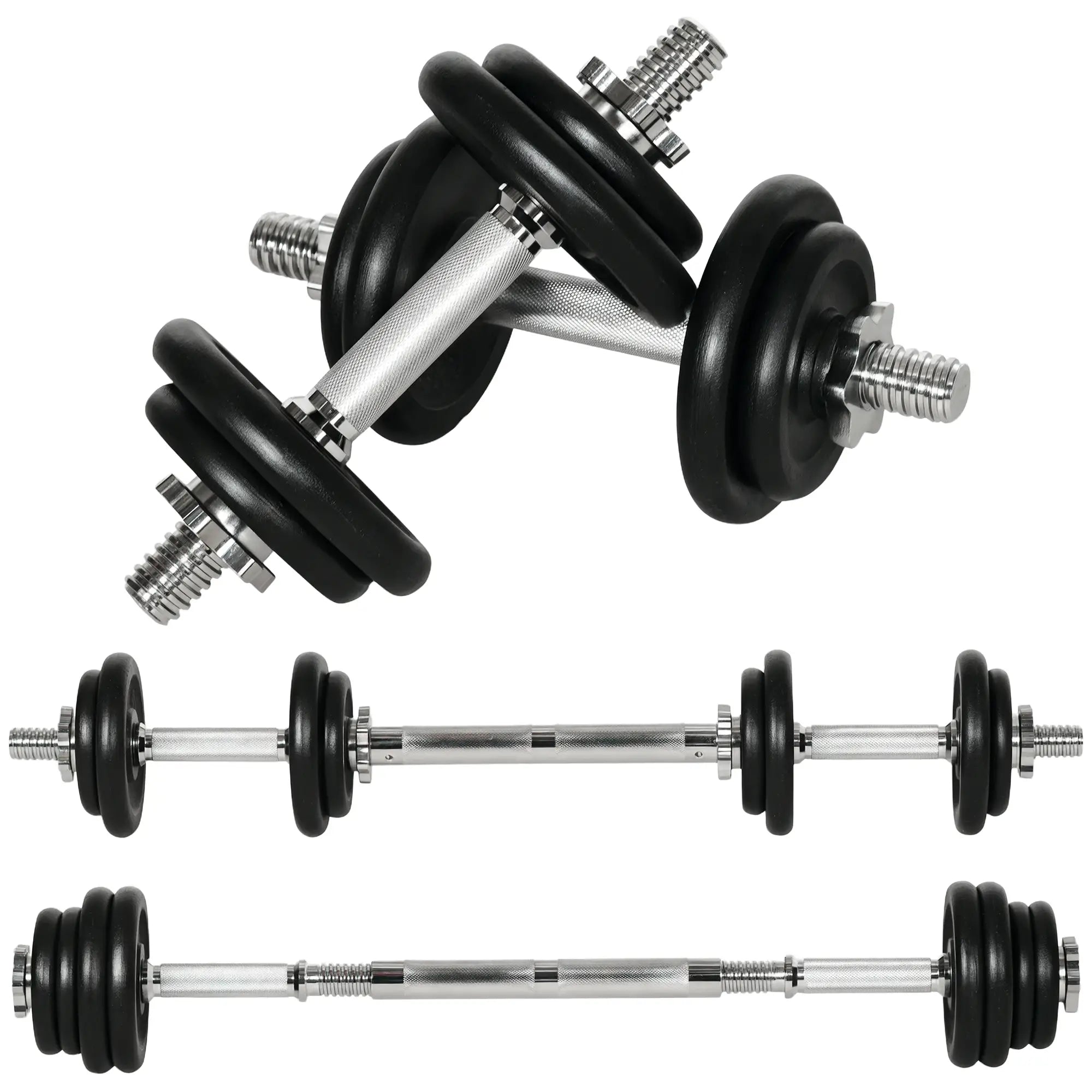 44lbs Adjustable Weight Barbell, Dumbbells Set, Non-Slip Handles, Black Dumbbells & Barbells at Gallery Canada