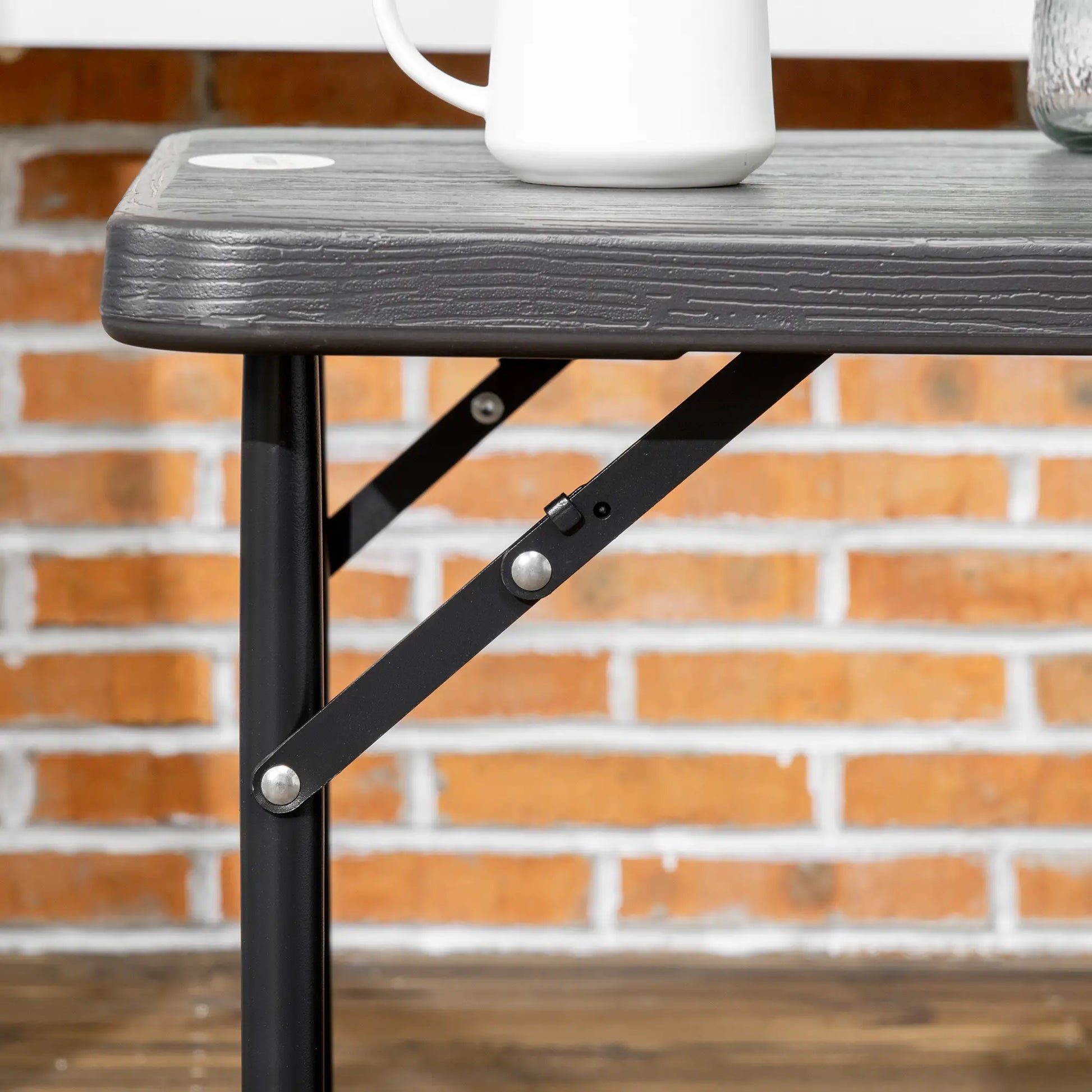 Foldable Patio Dining Table for 4, Adjustable Height, Dark Grey Patio Dinning Tables at Gallery Canada