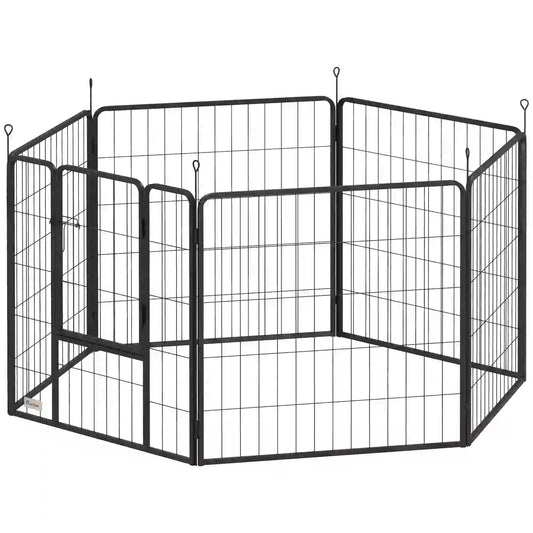 Heavy Duty Dog Playpen, 6 Panels, 31.5"H, Medium Dogs, With Door Houses, Kennels & Pens Grey at Gallery Canada