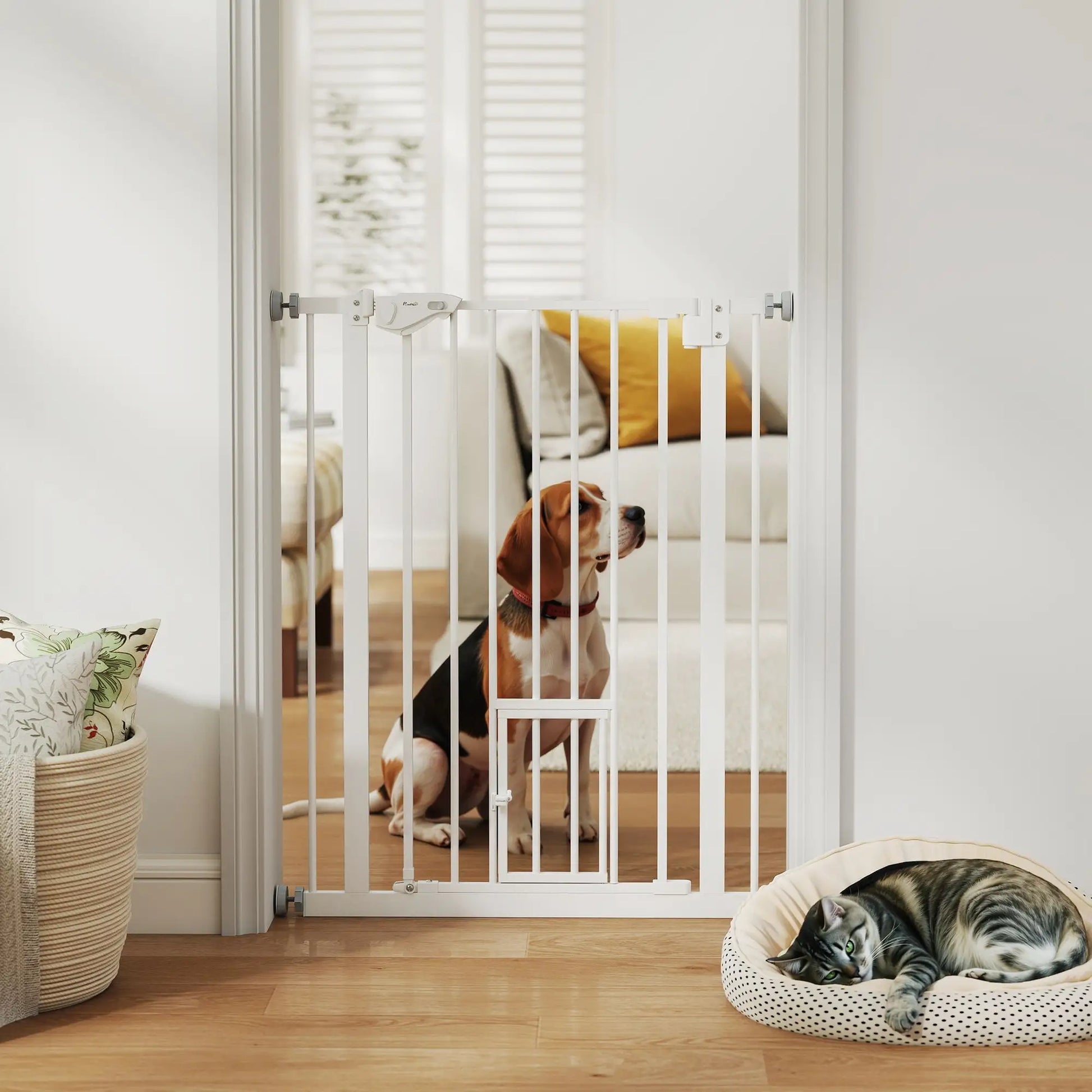36" Indoor Dog Gate for Doorways, House, Stairs, White Houses, Kennels & Pens at Gallery Canada