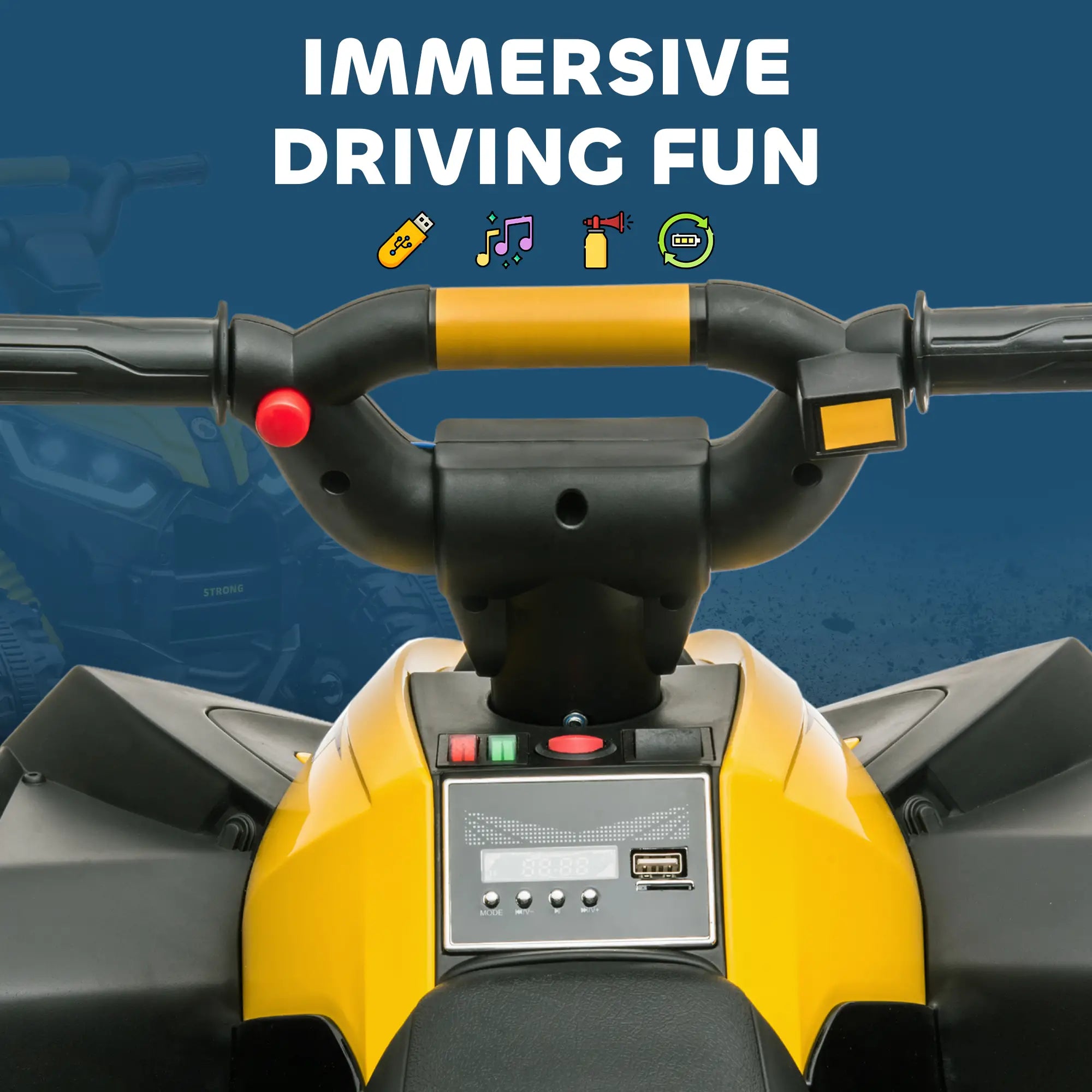 Kids 4 Wheeler Quad with Music, Headlights, High Low Speed, ATV for 3-5 Years, Yellow Electric Toy Cars at Gallery Canada
