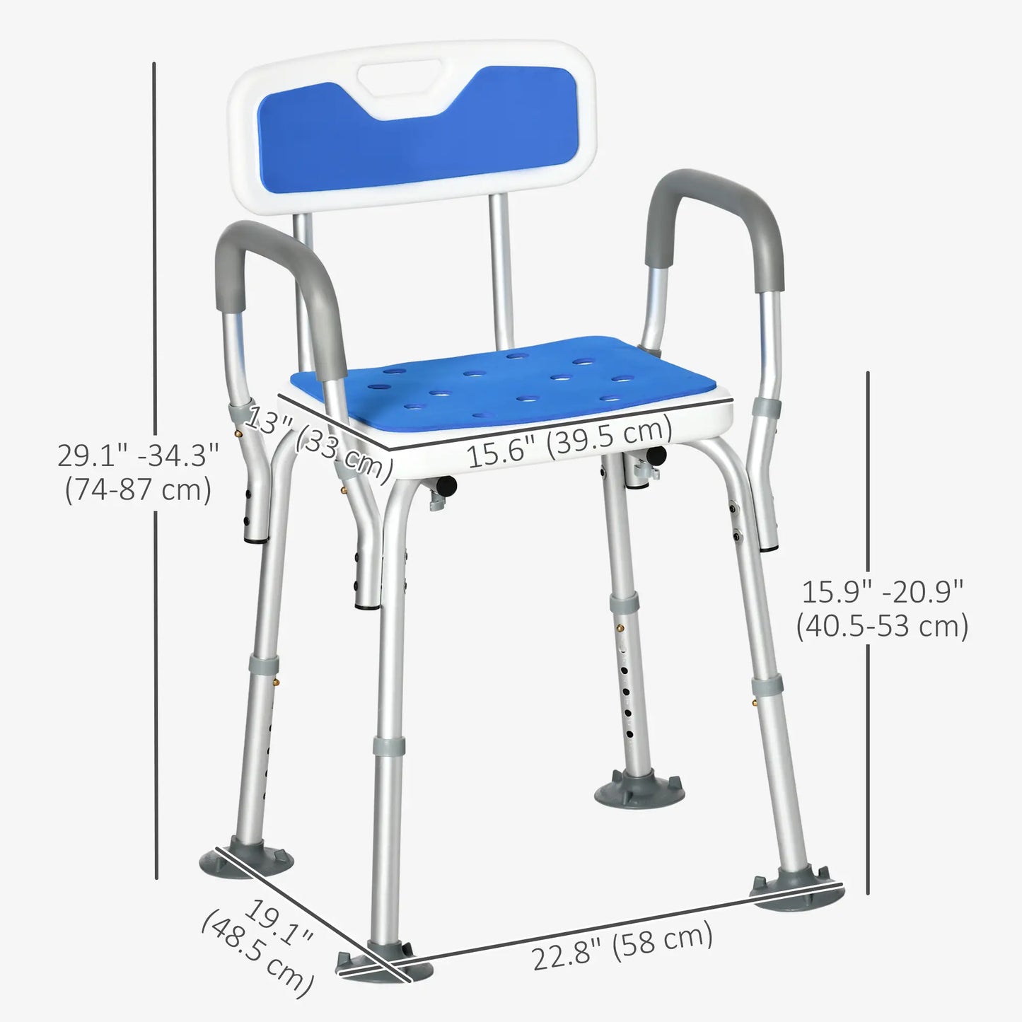 Adjustable Shower Chair with Arms, Back, Anti-Slip Seat, 299lbs Bath Chairs at Gallery Canada