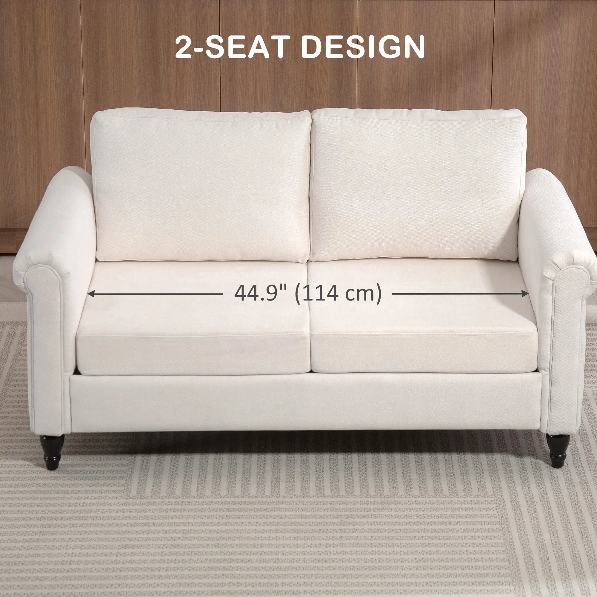 Vintage Loveseat, Chenille Fabric 2 Seater Sofa, Cream White 2-Seater Sofas at Gallery Canada