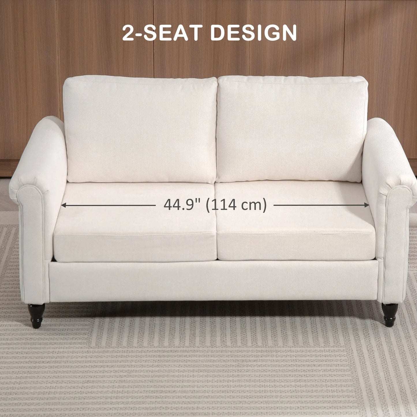Vintage Loveseat, Chenille Fabric 2 Seater Sofa, Cream White 2-Seater Sofas at Gallery Canada