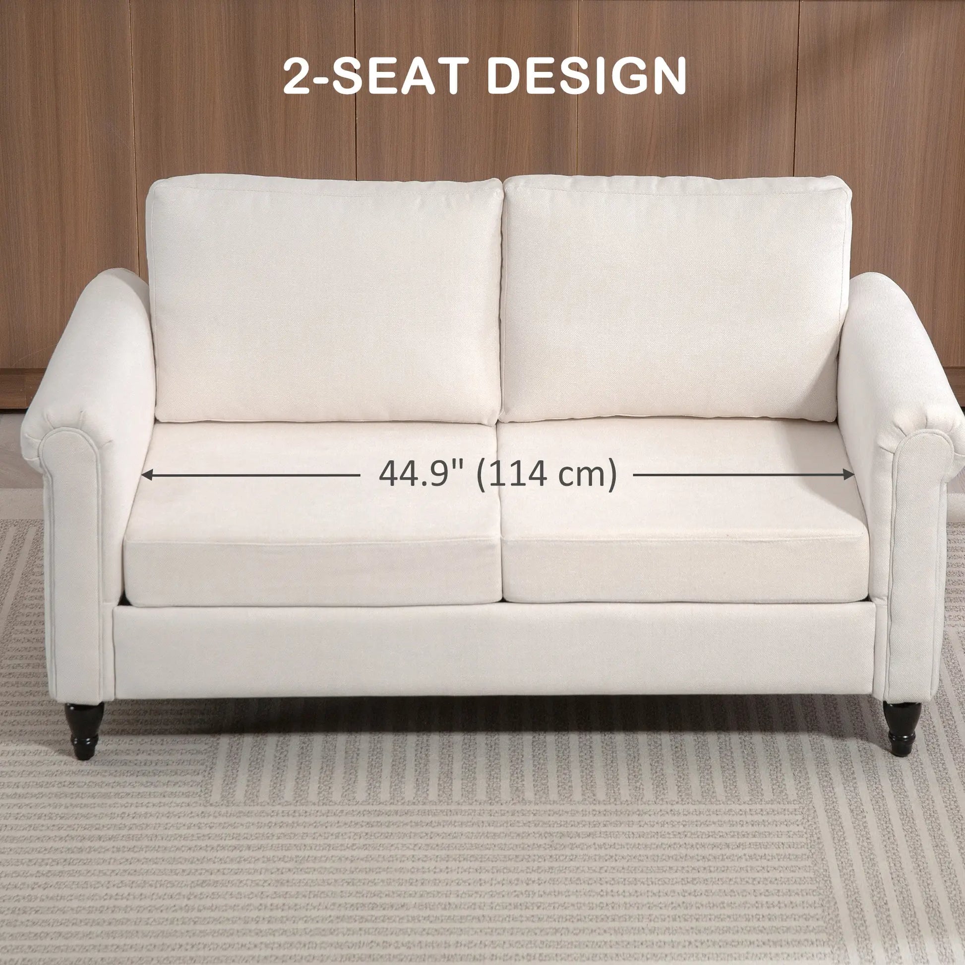 Vintage Loveseat, Chenille Fabric 2 Seater Sofa, Cream White 2-Seater Sofas at Gallery Canada