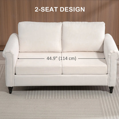 Vintage Loveseat, Chenille Fabric 2 Seater Sofa, Cream White 2-Seater Sofas at Gallery Canada