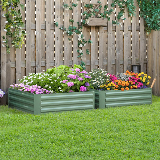 39" x 39" x 12" Raised Garden Bed Set, Elevated Planter Box, Galvanized Steel Frame Galvanized Planter Boxes Green at Gallery Canada