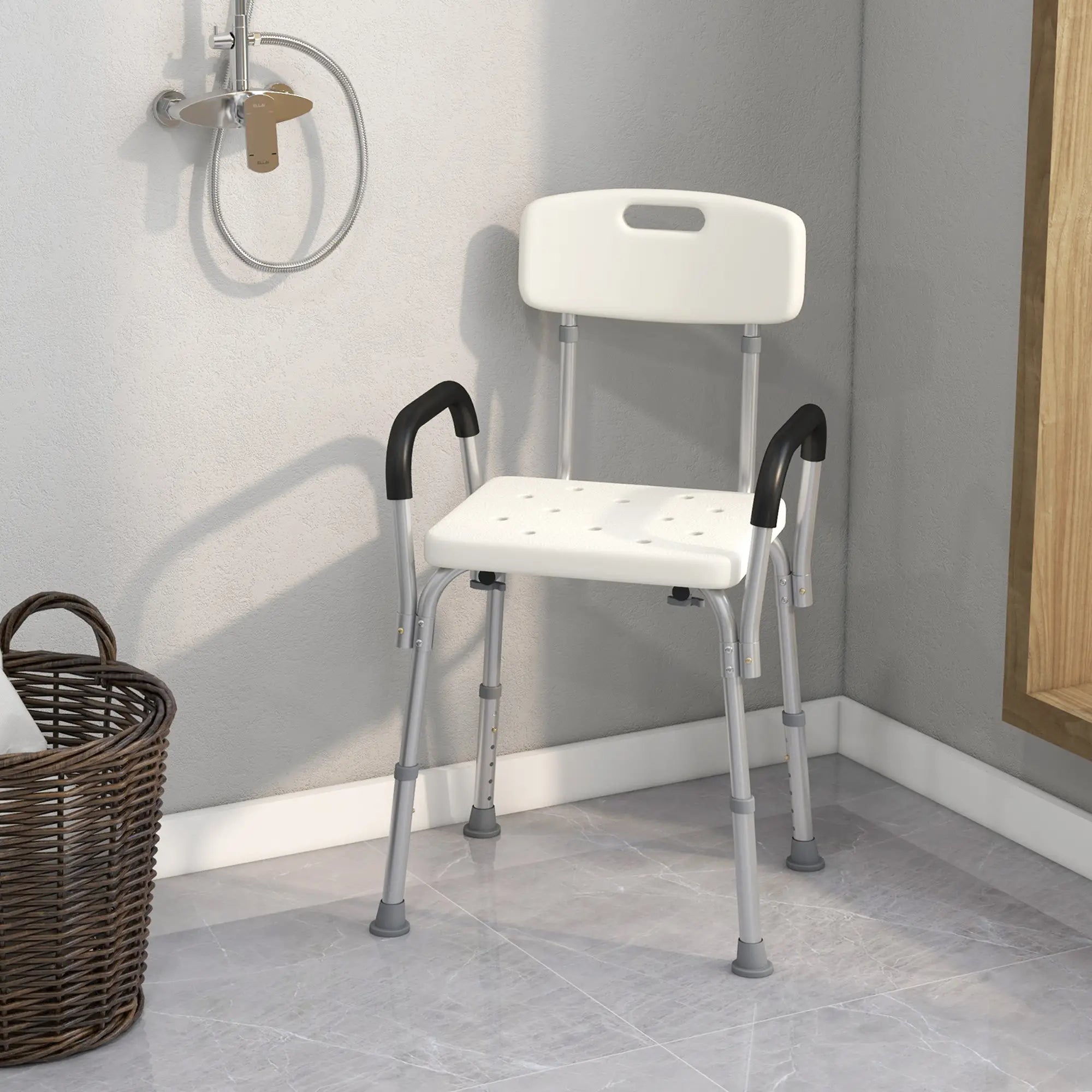 Adjustable Medical Shower Chair with Back, Padded Arms, Non Slip Tub Safety Seat Bath Chairs at Gallery Canada