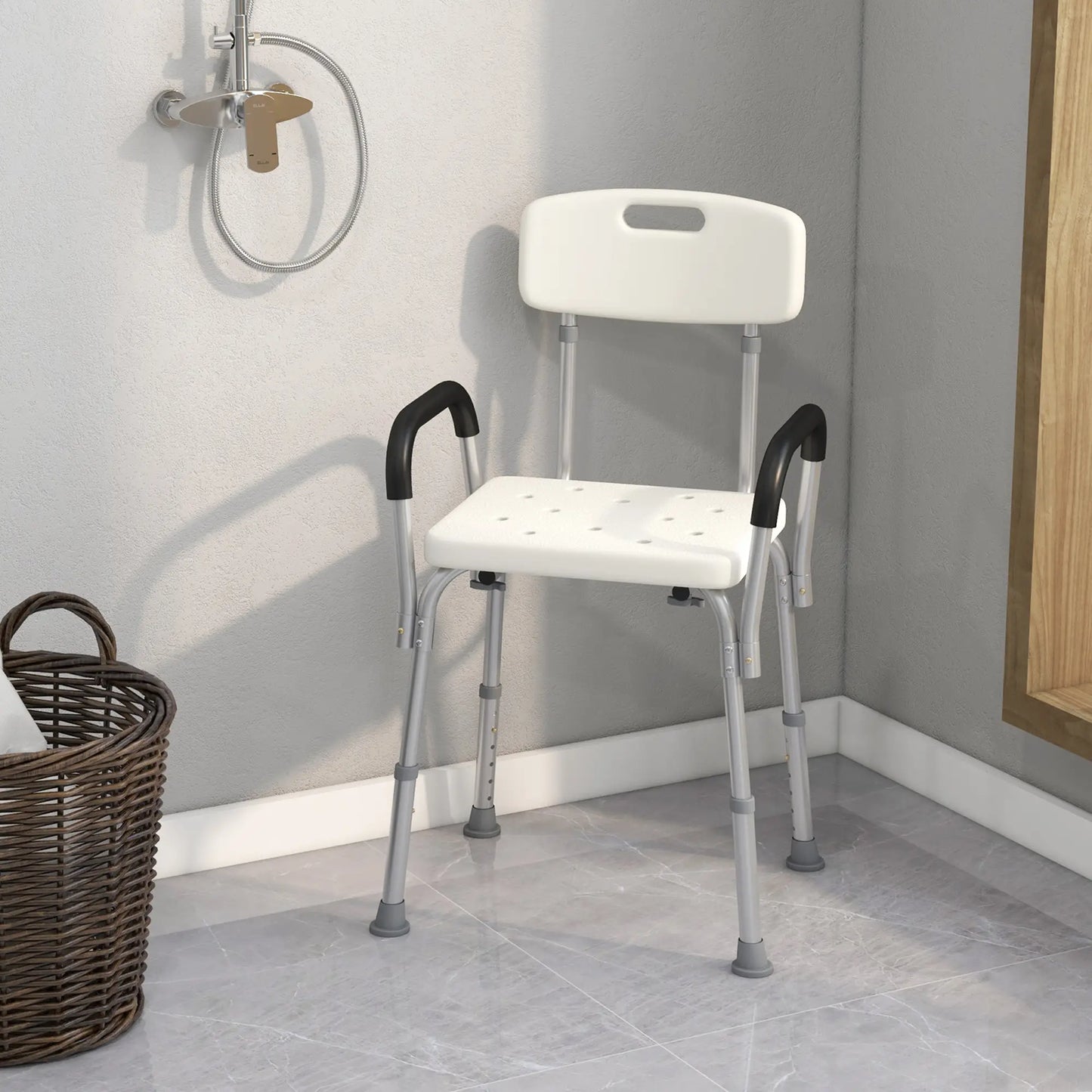 Adjustable Medical Shower Chair with Back, Padded Arms, Non Slip Tub Safety Seat Bath Chairs at Gallery Canada
