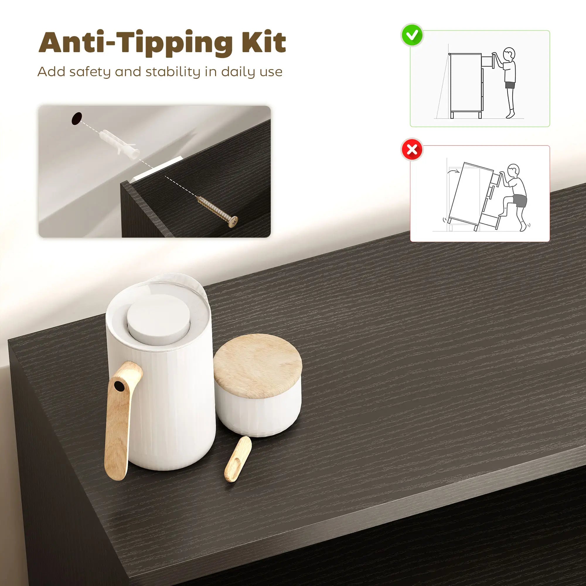 Sideboard Buffet Cabinet Set Of 2, Kitchen Cabinet, Distressed Black Grey Bar Cabinets at Gallery Canada