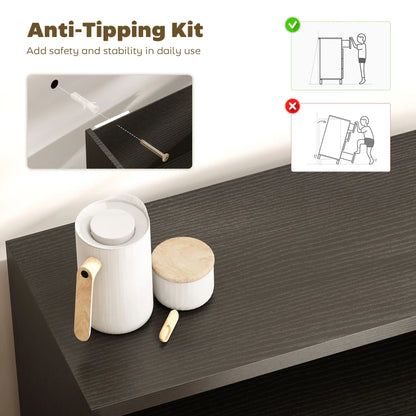 Sideboard Buffet Cabinet Set Of 2, Kitchen Cabinet, Distressed Black Grey Bar Cabinets at Gallery Canada