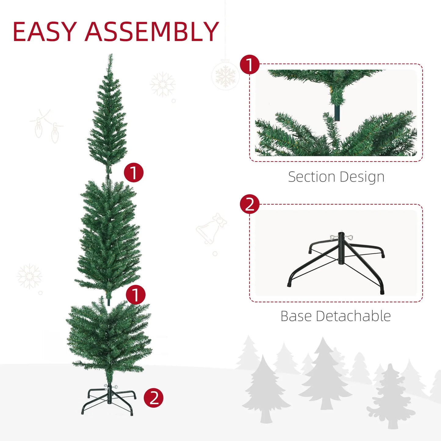 6' Artificial Pencil Christmas Tree, Steel Base, Colorful LED Lights Pencil Christmas Trees at Gallery Canada