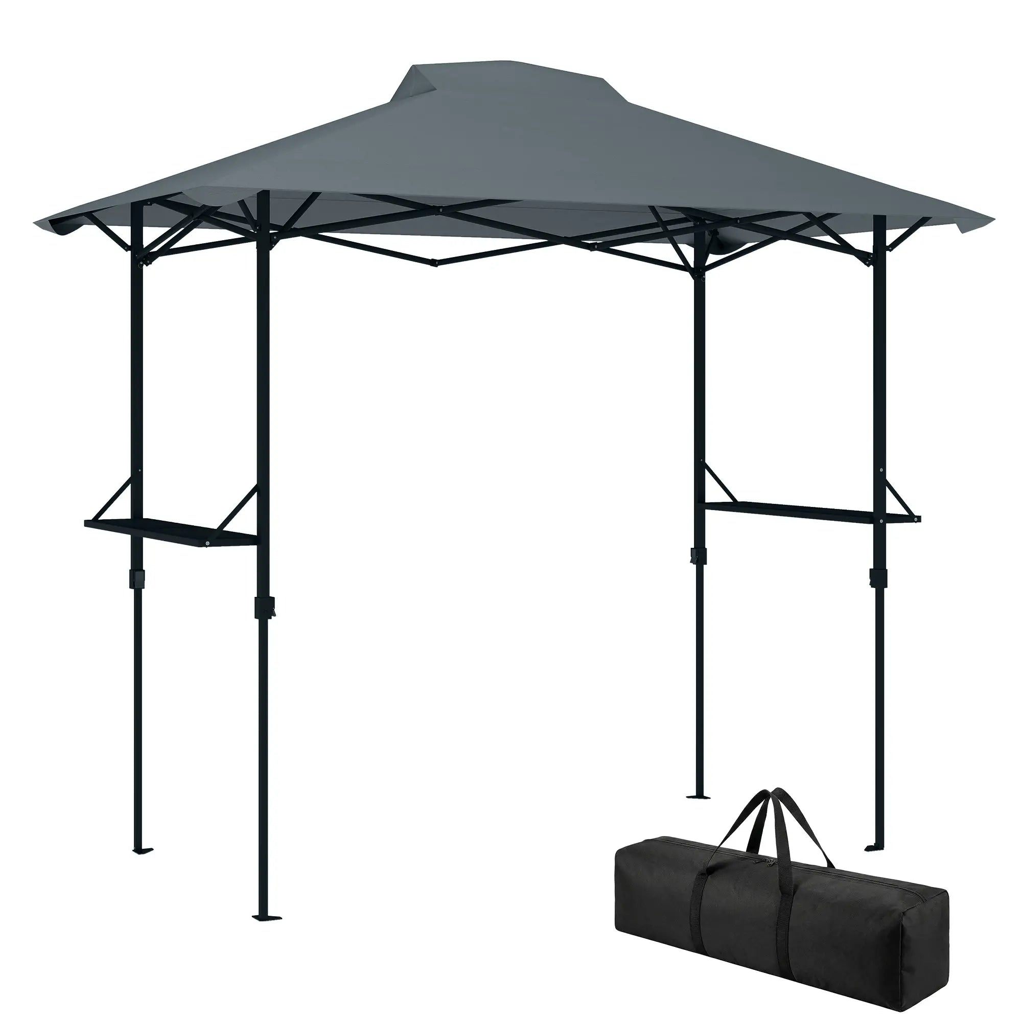 5 x 8.5 ft Pop Up Grill Gazebo, 2 Shelves, UPF 50+, Dark Grey Pop Up Canopies at Gallery Canada