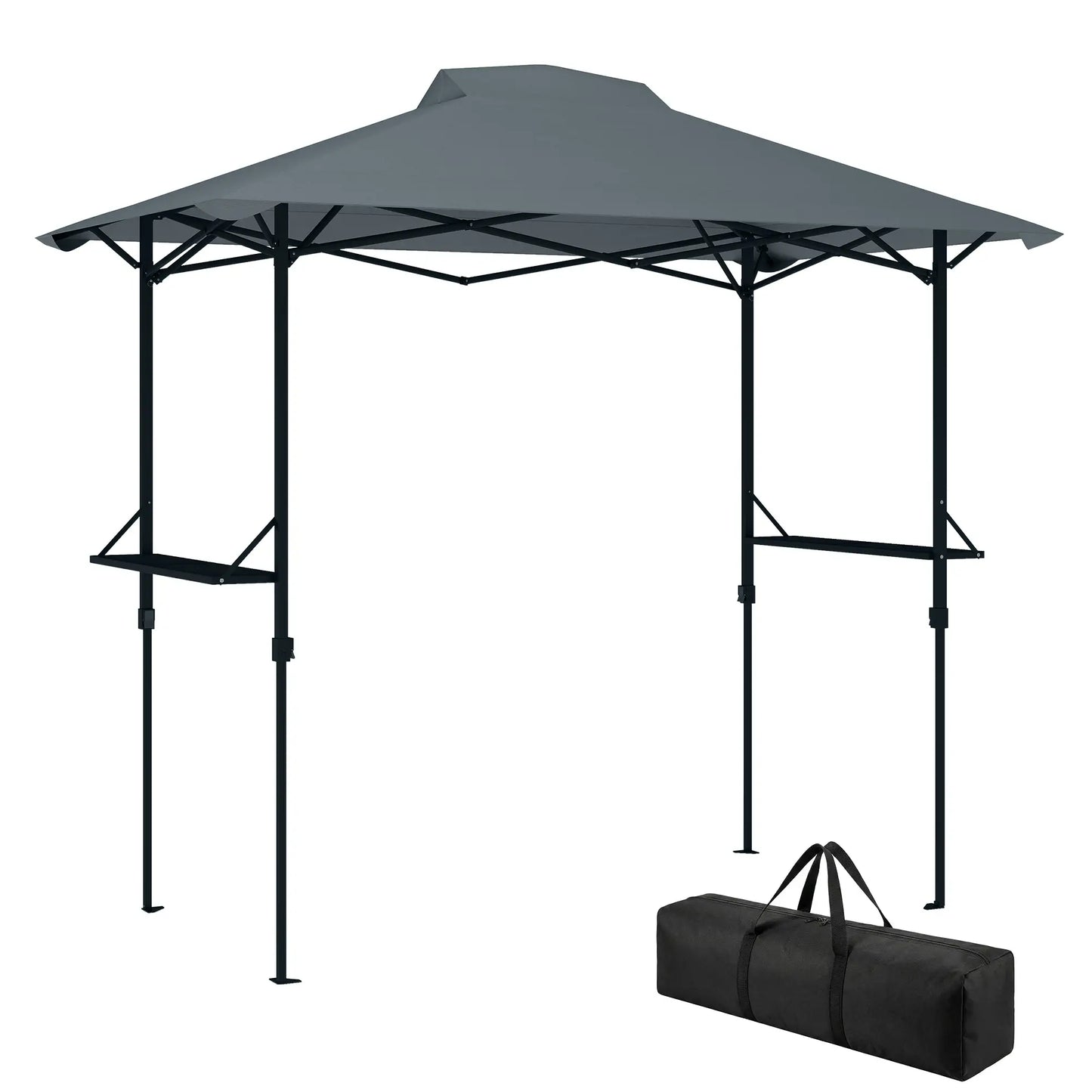 5 x 8.5 ft Pop Up Grill Gazebo, 2 Shelves, UPF 50+, Dark Grey Pop Up Canopies at Gallery Canada