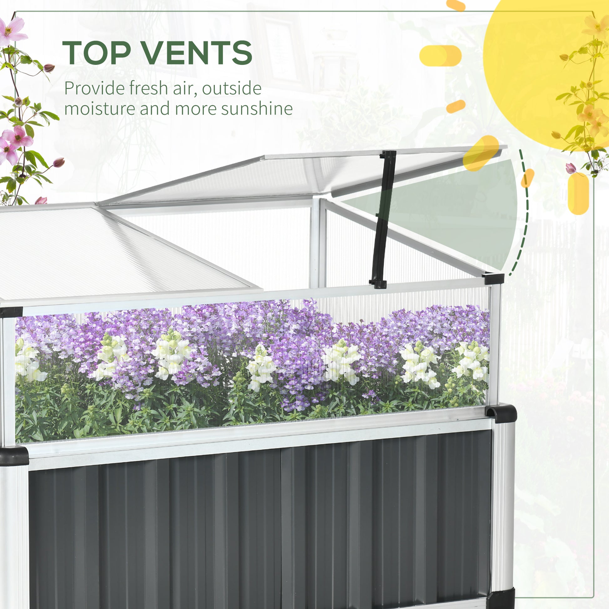31"x20"x29" Raised Garden Bed with Greenhouse, Windows, Galvanized Steel Frame for Vegetables Flowers Herbs, Dark Grey at Gallery Canada