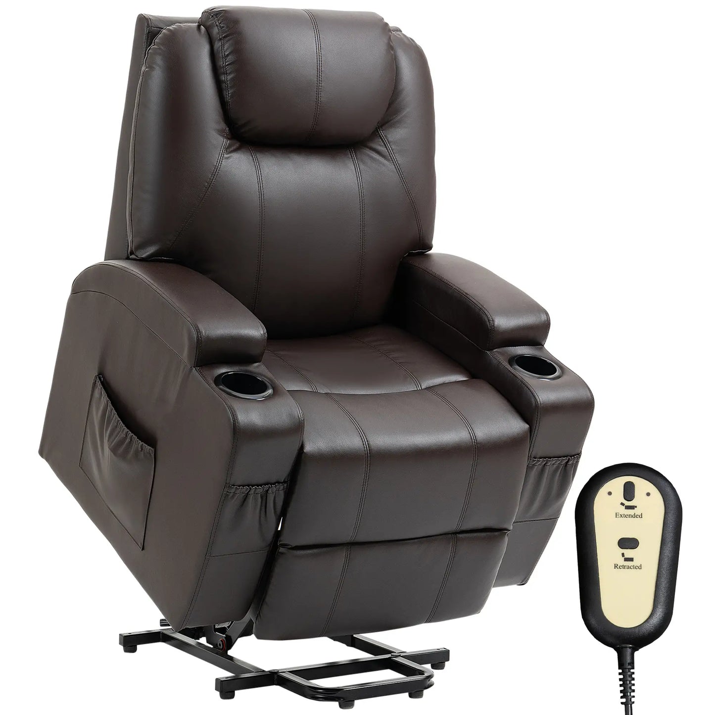 Power Lift Recliner Chair for Elderly, PU Leather, Brown Electric Power Lift Chairs Brown at Gallery Canada
