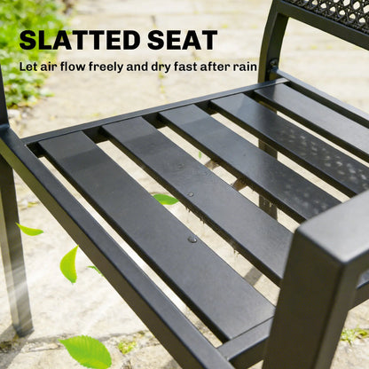 Stackable Patio Chairs Set Of 2, Outdoor Dining Chairs, Black