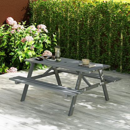 Wood Picnic Table With Umbrella Hole, Camping Table Bench Set, Grey Picnic Tables & Camping Chairs at Gallery Canada